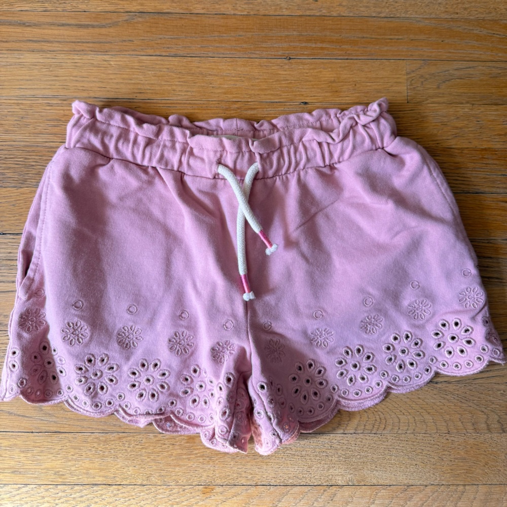 NWT Mini Boden Pink Drawstring Shorts with Broderie Hem